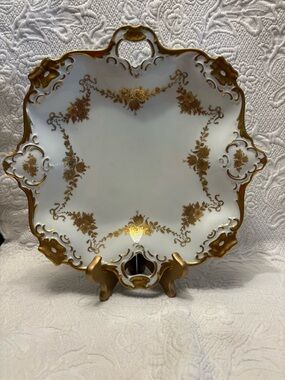 1967-1970  Vintage Alka Kaiser white and Gold handled  Porcelain Serving Platter